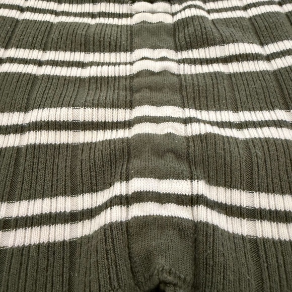 Active USA Olive Green & White Striped Off-Shoulder Knit Top - Picture 3 of 4